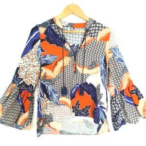 Jaase boho tassel‎ tie bell sleeve blouse top XS